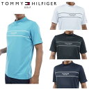 トミーヒルフィガー ゴルフ メンズ パネルストライプ 半袖モックネックシャツ TOMMY HILFIGER GOLF THMA420 2024年春夏モデル