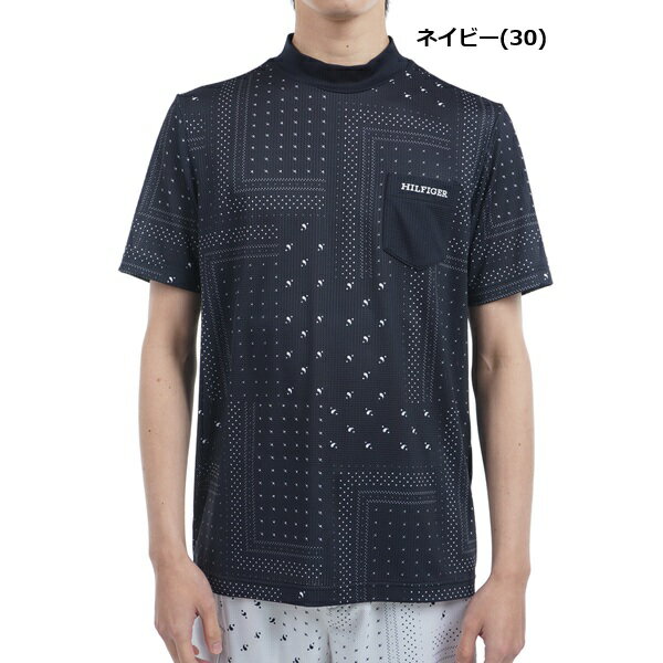 トミーヒルフィガー ゴルフ メンズ バンダナプリント 半袖モックネックシャツ TOMMY HILFIGER THMA524 2025年春夏モデル
