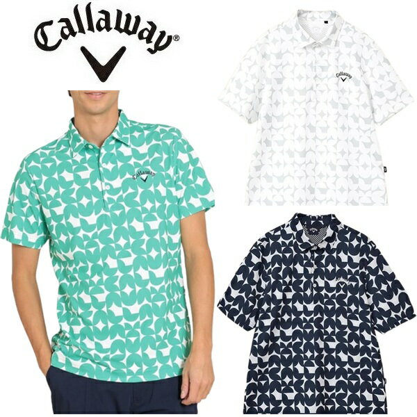 キャロウェイ ゴルフ メンズ シャツ 幾何学プリントカノコ 半袖シャツ Callaway Golf C24134112