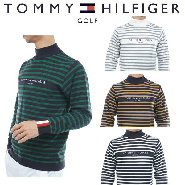 トミーヒルフィガー ゴルフ メンズ ボーダー ハイネックニット TOMMY HILFIGER GOLF THMA582 2025年秋..