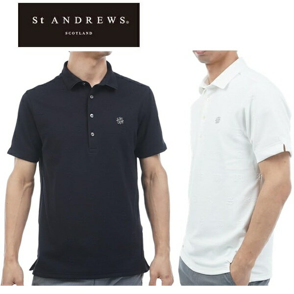 Rakuten - セント アンドリュース ゴルフ メンズ ふくれジャガードロゴ 半袖ポロシャツ St ANDREWS Golf 042-5160251 2025年春夏モデル