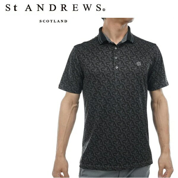 Rakuten - セント アンドリュース ゴルフ メンズ SAモノグラム柄 半袖ポロシャツ 吸水速乾 St ANDREWS 042-5160555 2025春夏モデル