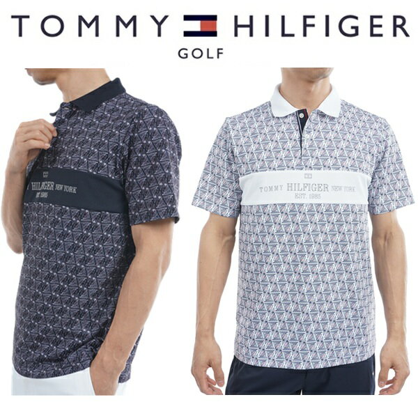 トミーヒルフィガー ゴルフ メンズ ヨットプリント 半袖ポロシャツ TOMMY HILFIGER THMA519 2025年春夏モデル