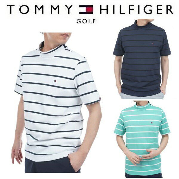Rakuten - トミーヒルフィガー ゴルフ メンズ メッシュボーダー 半袖モックシャツ TOMMY HILFIGER THMA627 2026年春夏モデル