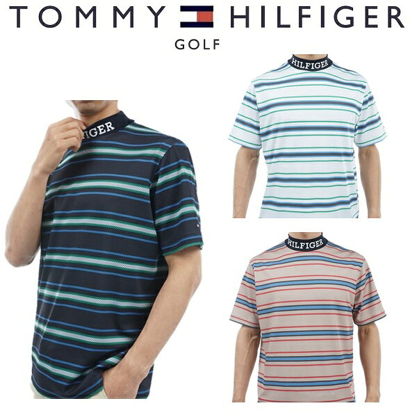 トミーヒルフィガー ゴルフ メンズ マルチボーダー 半袖モックネック TOMMY HILFIGER GOLF THMA406 春夏モデル