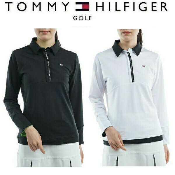 トミーヒルフィガー ゴルフ レディース 袖配色 長袖シャツ TOMMY HILFIGER GOLF THLA247 【2022年秋冬モデル】