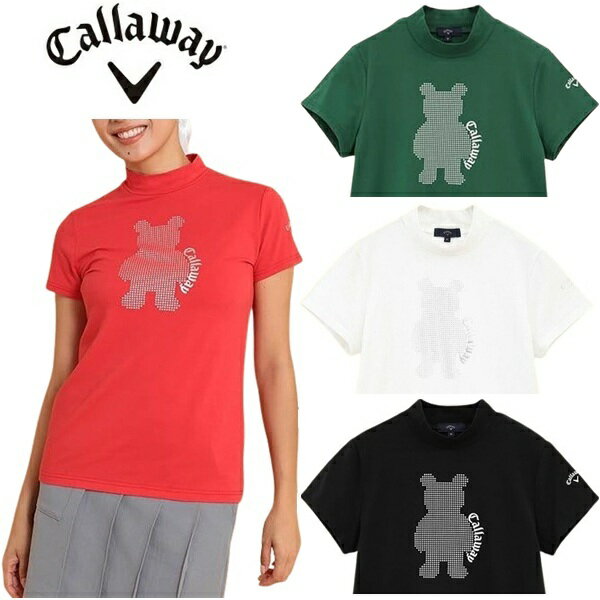 キャロウェイ ゴルフ レディース シャツ メタリックプリント 半袖 モックネックシャツ Callaway Golf C24234202