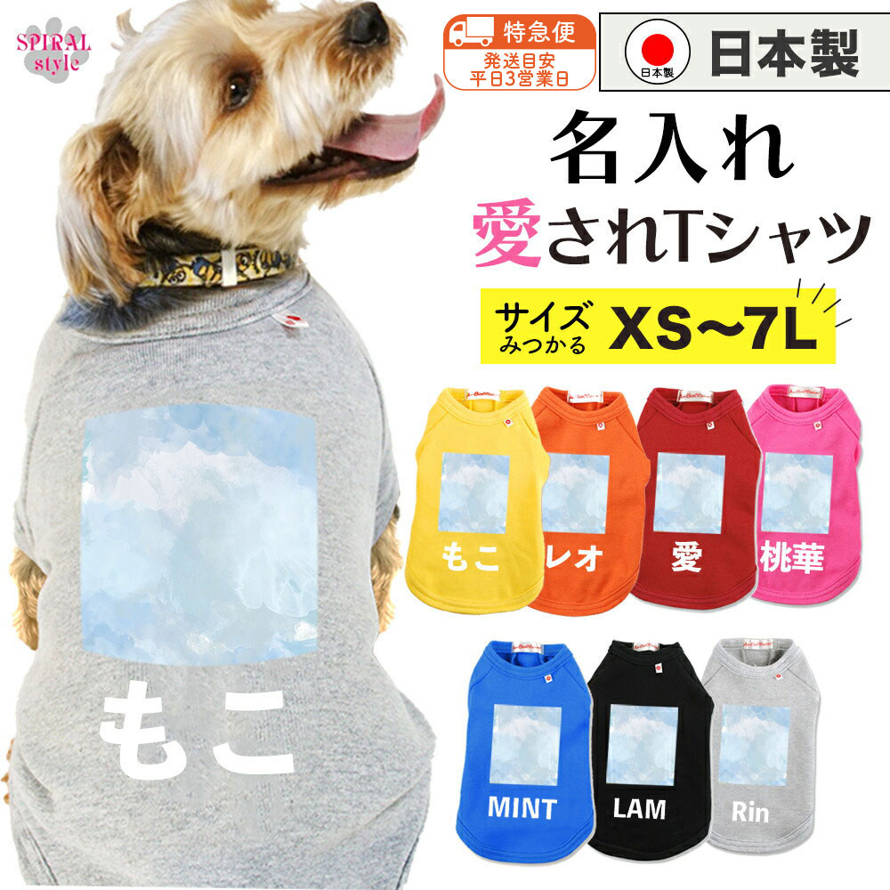 ★名前入り特急便★ 犬 服 名入れ国産Tシャツ クラウド 小型犬や中型犬、大型犬に選ばれる定番のペット服 春夏から秋冬まで映えるおもしろい服 男の子や女の子に人気の犬の服 おしゃれに見えてかわいい着せやすいデザイン セールの注目服 オーダーメイドでオリジナル服に。