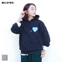 MILKFED. (ミルクフェド) LOGO IN HEART SWEAT HOODIE MILKFED. (103234012010) レディース パーカー プルオーバーパーカー 可愛い ロゴ ゆったり 公式完売色