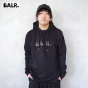 BALR. (ボーラー) OLAF STRAIGHT HALF TRACK HOODIE (12BRB12611099) メンズ 秋冬 長袖 ロゴ パーカー ジェットブラック