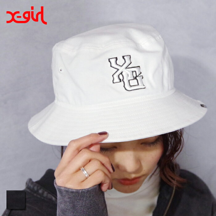 ニューエラ X-girl（エックスガール) X-girl × NEW ERA R BUCKET-01T (105241051013) レディース ロゴ 帽子 バケットハット 着回し かっこいい 大人可愛い オトナカワイイ ブラック 人気 コラボ ニューエラ