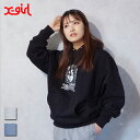 エックスガール X-girl（エックスガール) GRUNGE FACE SWEAT HOODIE (105241012006) レディース フェイスロゴ プリント シンプル 着回し 主役級 春服 プルオーバー パーカー 公式完売