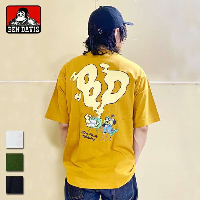 楽天CHIKUMA Online storeBEN DAVIS ベンデイビス SMOKING TV TEE （C24580024） メンズ レディース ユニセックス トップス Tシャツ 半袖 クルーネック ゴリラ ロゴ プリント ゆったり カジュアル ストリート アメカジ かわいい
