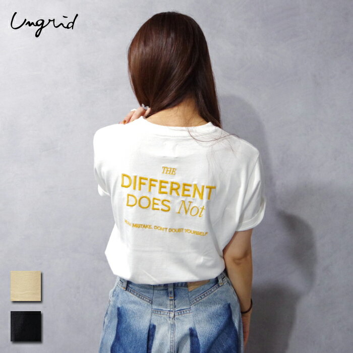 Ungrid (アングリッド) カラーエンブロイダリーTee (112422723301/1124227233) レディース ロゴ 刺繍 バイカラー かわいい 配色 ヘビロテ カジュアルのサムネイル