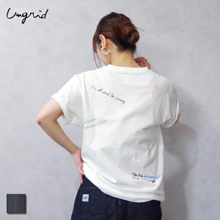 Ungrid (アングリッド) ミックスロゴ デザインTee (1112432788101/1124327881) レディース トップス TEE Tシャツ 刺繍 プリント ミックスのサムネイル