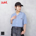 X-girl(エックスガール) WORLD LOGO OPEN COLLAR CROPPED SHIRT (105242014008) レディーストップス ロゴ...