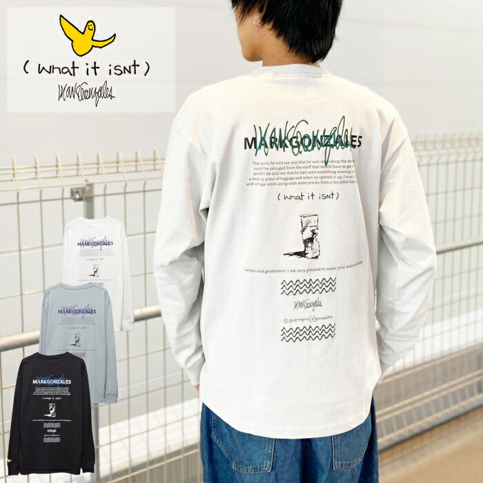 (What it isNt) ART BY MARKGONZALES(ワット イット イズント) L/S TEE (2H712320) メンズ レディース ユニセックス トップス Tシャツ ロンT 長袖 ロゴ 立体プリント バックプリント オーバーサイズ ホワイト 白 ブラック 黒 ブルー グレーのサムネイル