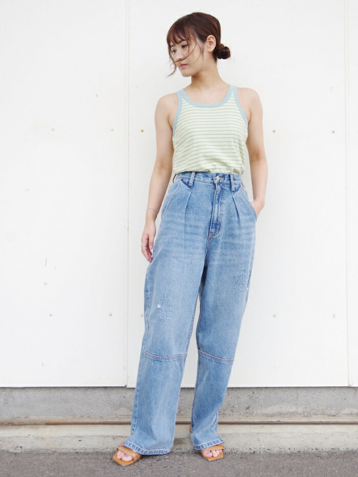 Ungrid (アングリッド) パイルボーダータンクトップ(112332726401) レディース 23SS カラフル タンクトップ トレンド 可愛い 大人気 コンパクト ジャストサイズ パイル地