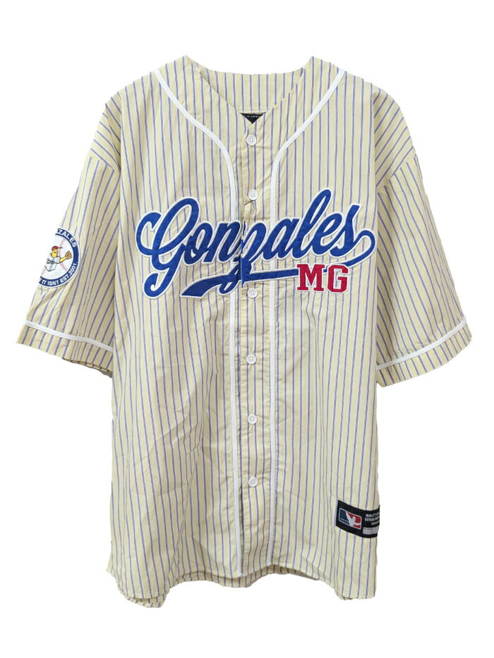 (What it isNt) ART BY MARKGONZALES (ワット イット イズント) MG BASEBALL 5/S SHIRTS (2H813899) メンズ トップス シャツ 半袖 ワーク ワークシャツ パッチ ロゴ カジュアル ストリート ワッペン ストライプ ベースボールシャツ