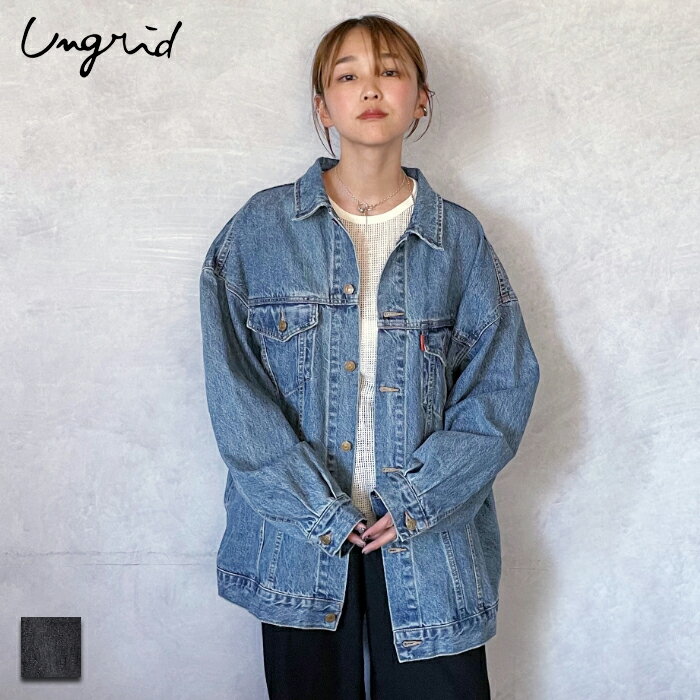 Ungrid (アングリッド) ビッグシルエット デニム ジャケット (112340205801) レディース トレンド 可愛い 大人気 ゆったり こなれ感 Gジャン ブルー ブラック 大人気のサムネイル