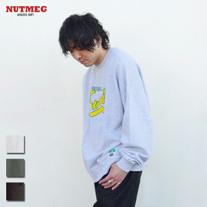 NUTMEG (ナツメグ) UH BEAR PRINT CREW (2j763528/2j7-63528) メンズ トップス スウェット プルオーバー トレーナー ソフトタッチ ゆったり シンプル ロゴ プリント ベアー ハワイ大学 コラボ