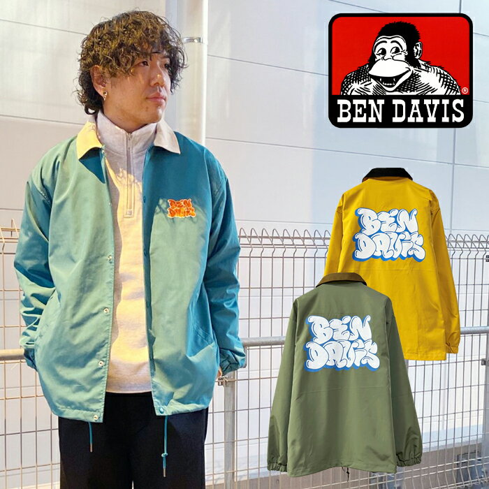 BEN DAVIS ベンデイビス バブル コーチ ジャケット BUBBLE COACHES JACKET(23380002) メンズ トップス コーチ ジャケット 長袖 カジュアル ストリート ロゴ グラフィック