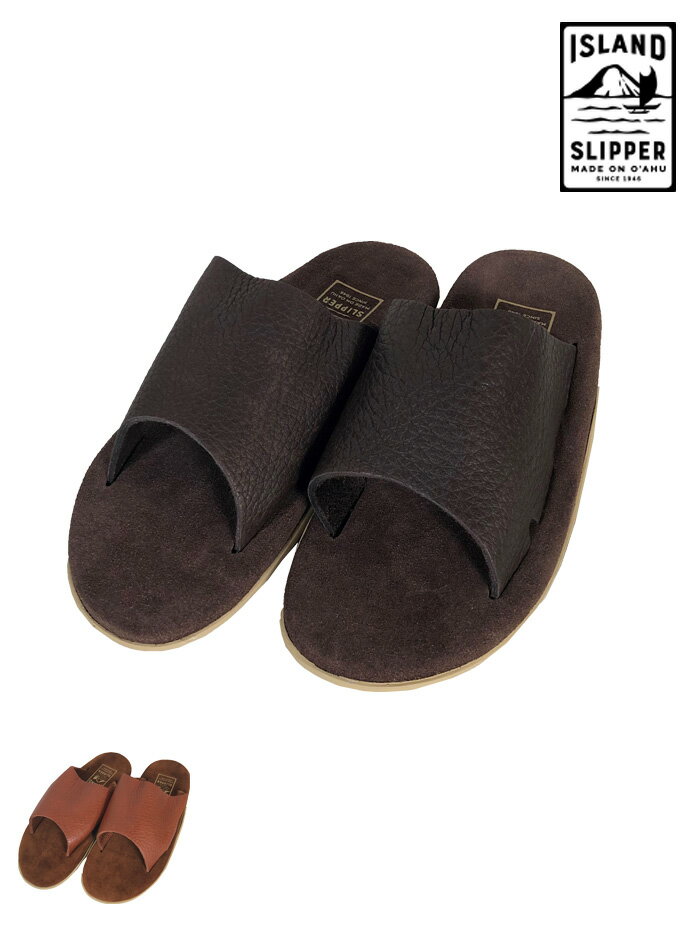 アイランドスリッパ メンズ オープン サンダル BULLHIDE SLIDE LEATHER SANDAL （PTS705BH）