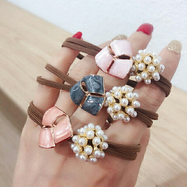 ヘアゴム 3個セット ヘアアクセ レディース 女性 花柄 フラワー　パール　ヘアゴム ヘアアクセサリー ..