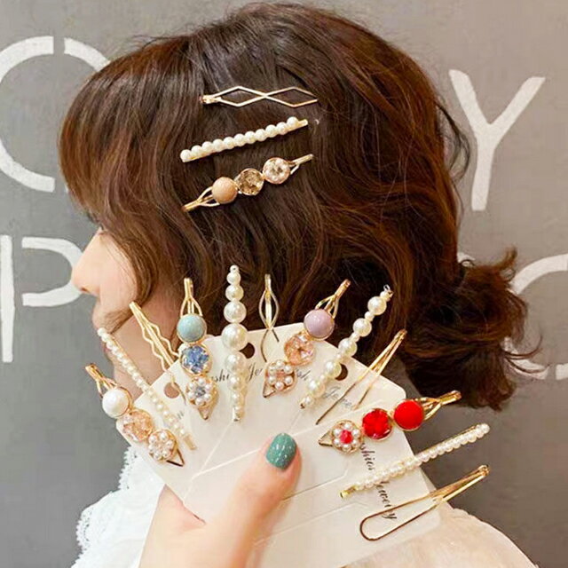 Rakuten - ヘアピンセット ヘアアクセ3点セット レディース 女性送料無料　人気 大人可愛い ヘアアクセサリー パール ヘアピン 前髪 髪留め 髪飾り
