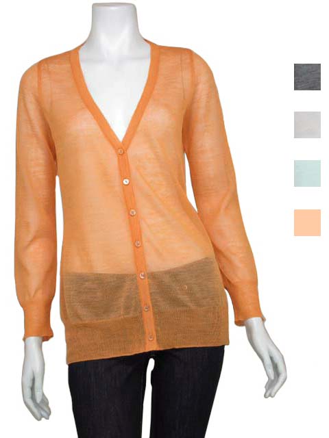 【MADE IN JAPAN】【限定価格：20,570円⇒8,900円】【全4色】　UNO SPLASH ［ウノスプラッシュ］　麻100％ Vネック ニットカーディガン..