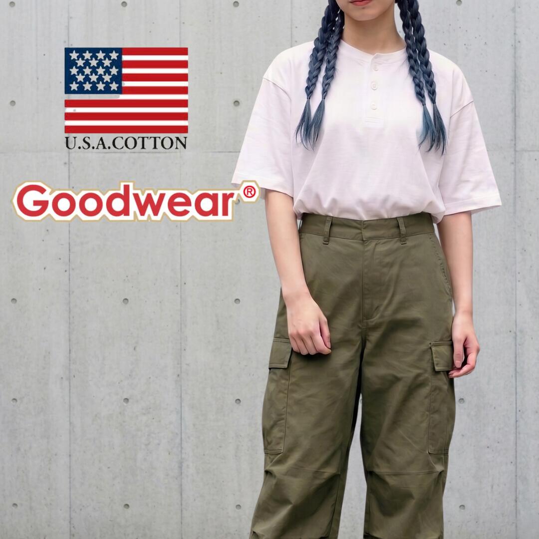 2W7-2522 Goodwear グッドウェア Tシャツ 半袖 メンズ レディース ユニセックス 綿100 コットン USAコットン ポケットTシャツ 無地 カジュアル アメカジ トップス カットソー 春 夏 ホワイト M L