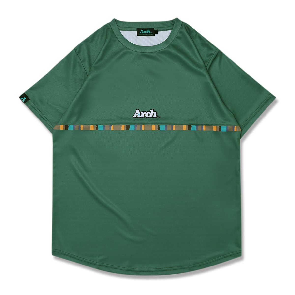 【メール便OK】ユニセックス バスケットTシャツ Arch paint stripe tee DRY Arch(アーチ) T124-159