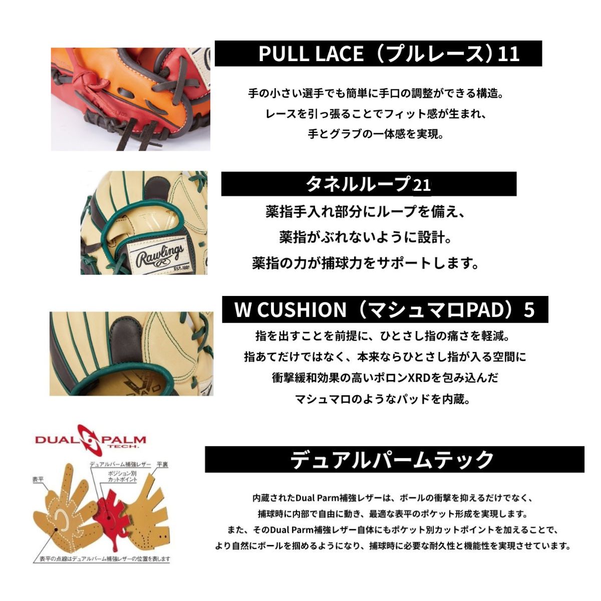 ローリングス Rawlings Bグレード B品 ソフトボール グラブ 投手用 LH HOH DP COLORS レディース B-GS4HDKM5-B-RY spmart-10166809 スポーツマート サンプル画像3