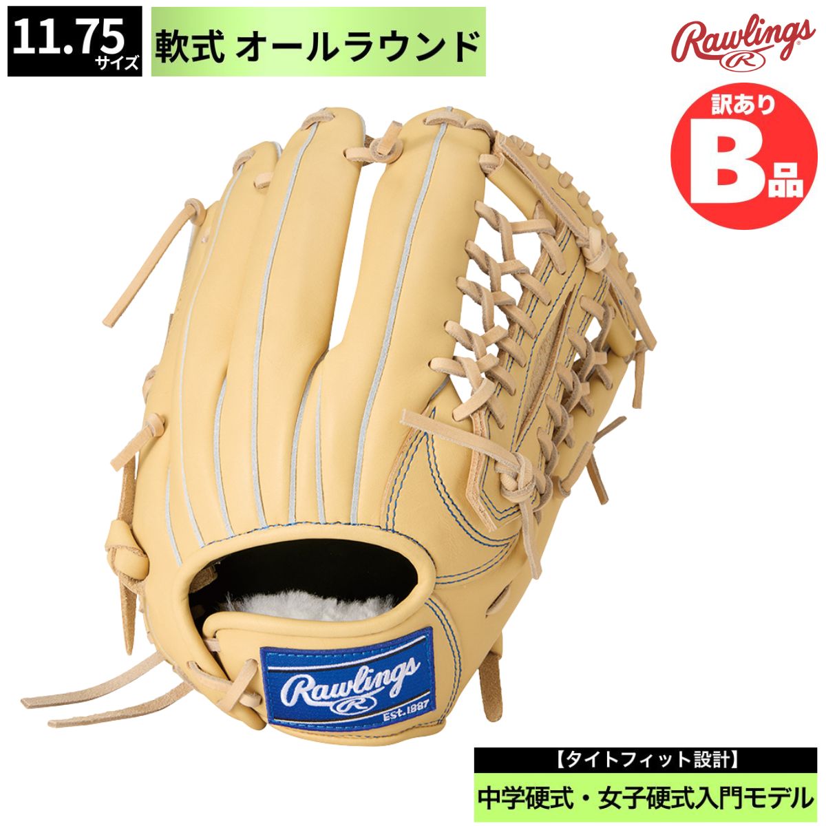 ローリングス Rawlings Bグレード B品 軟式グラブ オールラウンド用 HOH PRO EXCEL ELITE 軟式野球 内野 B-GR5HEEN650-CAM