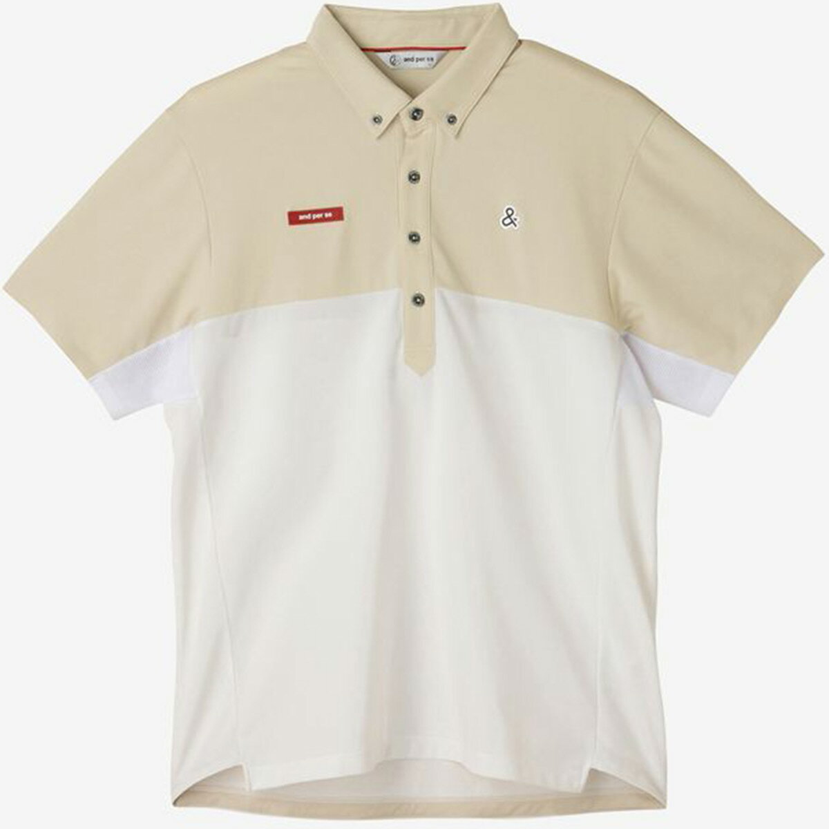 and per se（アンパスィ） AMS9603W5 and per se バックロゴプリント半袖ボタンダウンシャツ メンズ ゴルフウェア