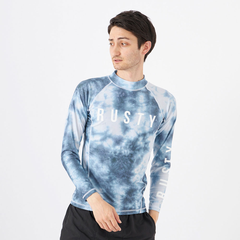 【メール便OK】メンズ ラッシュガード 水着 長袖 総柄プリント 水陸両用 スイムウェア RUSTY(ラスティ) 912483