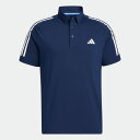 【メール便OK】adidas(アディダス) NMJ55 メンズ スリーストライプス 半袖ストレッチ ボタンダウンシャツ ポロシャツ ゴルフウェア