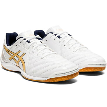 アシックス(asics) カルチェットWD8（CALCETTO WD 8）ワイド　ホワイト×シャンパン 1113A011　106　サッカーインドアシューズ　フットサルシューズ　室内用　屋内用