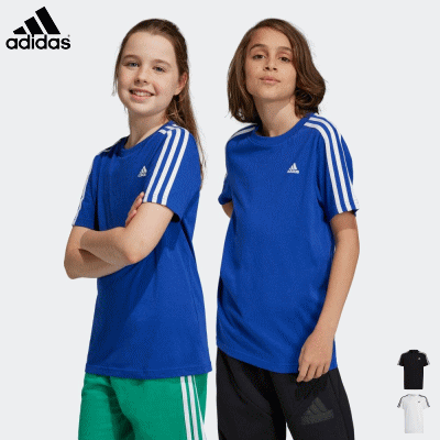 adidas アディダス Tシャツ 半袖シャツ トレイン エッセンシャルズ スリーストライプス コットン半袖Tシャツ ジュニア キッズ 子供用 ECN59【1枚までメール便OK】