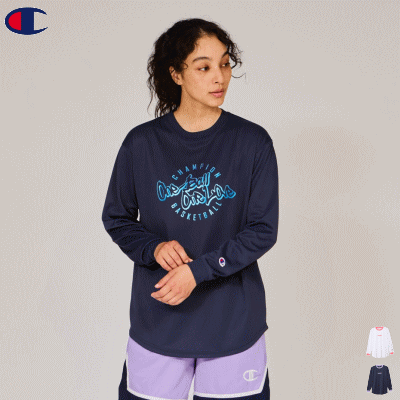 Champion チャンピオン バスケットウェア 長袖シャツ Tシャツ 練習着 ウィメンズ ロングスリーブTシャツ E-MOTION レディース 女性用 CWAB427【1枚までメール便OK】【2024FW】【返品不可】