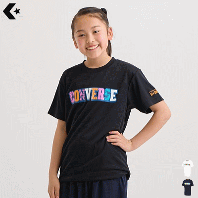 ＼CONVERSE袋つき／CONVERSE コンバース バスケットウェア Tシャツ 半袖シャツ 練習着 Jr.プリントTシャツ ミニバス ジュニア キッズ 子供用 CB441351【1枚までメール便OK】【特典】【24SP-SPZ】