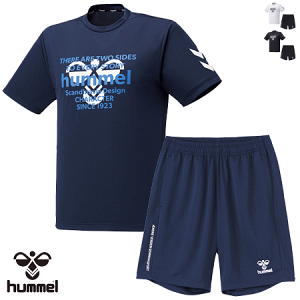 hummel ヒュンメル トレーニングウェア 上下 半袖シャツ ハーフパンツ 練習着 ミッドサマーシャツ ミッドサマーショートパンツ サッカー フットサル ハンドボール メンズ 男性用 レディース 女性用 HAP1157 HAP1157P【22SS-SPZ】