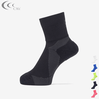 【10%OFFクーポン配布中】C3fit シースリーフィット ランニングソックス アーチサポート クォーターソ..