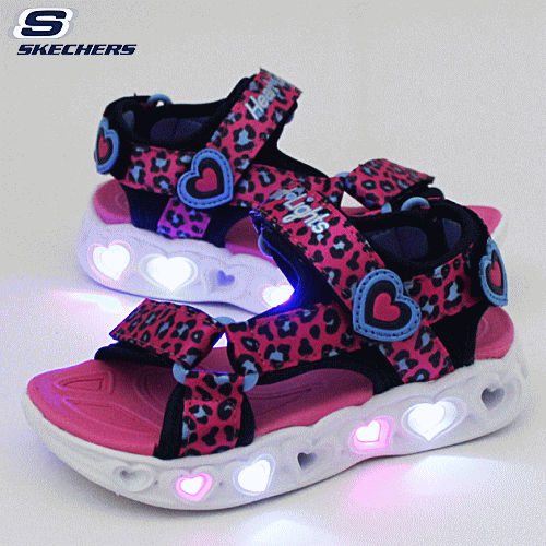 【全品対象10%OFFクーポン★10/1〜24時間】SKECHERS スケッチャーズ 女の子用 サンダル 光る靴 Heart Lights Sandals ジュニア キッズ 子供用 302090L