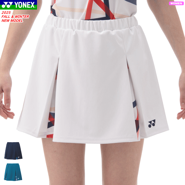 YONEX ヨネックス ウエア ■サイズ： S,M,L,O,XO ■カラー： (011)ホワイト (019)ネイビーブルー (817)ティールブルー ■素材： 身頃:ポリエステル100％ インナースパッツ:ポリエステル90％、ポリウレタン10％ ■機能： ベリークール、UVカット、制電、吸汗速乾 ※ポケットなし ■サイズチャート サイズ／脇丈(スカート/スパッツ)／ウエスト（最小/最大）／ヒップ(スカート/スパッツ) S　／　33/26.5　／　55/76　／　89/67 M　／　34/27.5　／　58/79　／　92/70 L　／　35/28.5　／　64/85　／　98/76 O　／　36/29.5　／　70/91　／　104/82 XO　／　37/30.5　／　76/97　／　110/88 ※当店とメーカーの在庫を合わせた数を表示しておりますので、 稀に欠品する場合もございます。 ※配送方法の注意事項 メール便・宅配便について