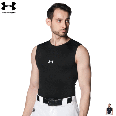UNDER ARMOUR アンダーアーマー インナーウェア アンダーシャツ UAヒートギアアーマー コンプレッション スリーブレス クルーネック シャツ ベースボール 野球 メンズ 男性用 1384730【1枚までメール便OK】