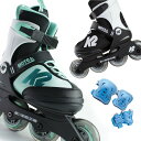 インラインスケート ジュニア キッズ K2 INLINE SKATE MOTO JR ケーツー モト ローラースケート ローラーブレード 誕生日 クリスマス お年玉 プレゼント 小学生 男の子 女の子 プロテクター ケガ防止 初心者向け ミント ホワイト その1