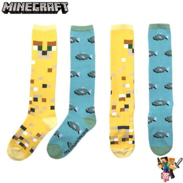 【500円クーポン】 045 MINECRAFT マインクラフト グッズ マイクラ Knee Highs ヤマネコ & 生魚【2 Pack/1set】 靴下 くつした ゲーム スイッチ PS4