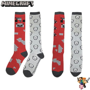 【500円クーポン】 047 MINECRAFT マインクラフト グッズ マイクラKnee Highs_ムーシュルーム/キノコ & 牛乳【2 Pack/1set】 靴下 くつした ゲーム スイッチ PS4