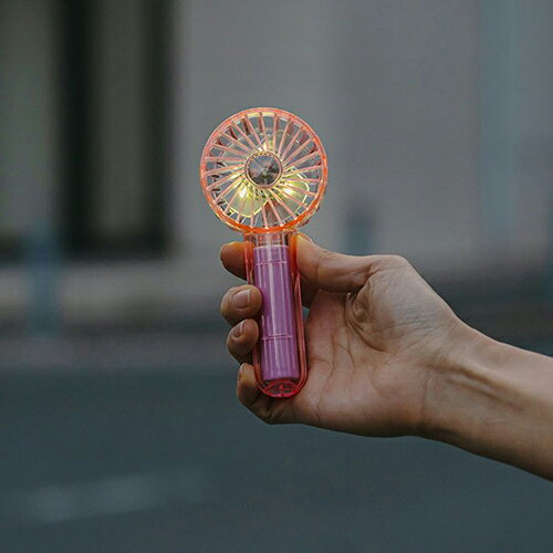 ライフオンプロダクツ Life on Products ハンディファン ミニクリアファン LEDライト付 ピンク 軽量 扇風機 USB充電式 暑さ対策グッズ LCAF002-PK